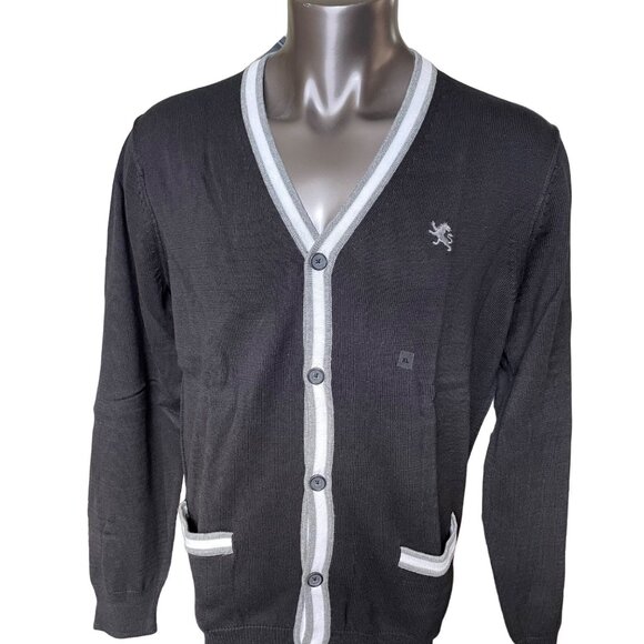 Express Mens Cardigan Sweater Black Button Up u Raised Seams XL - Picture 3 of 11